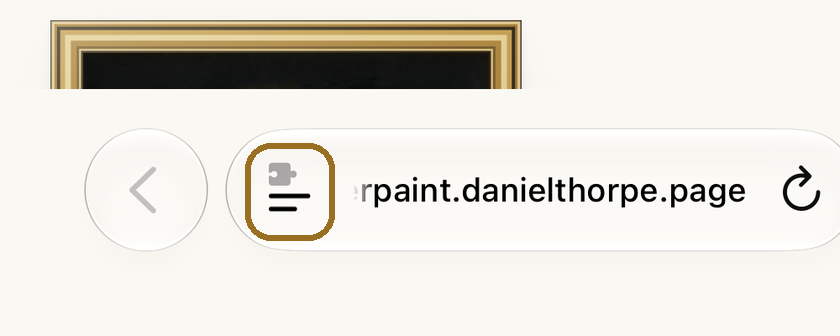 Safari's bar, with the page menu button marked.